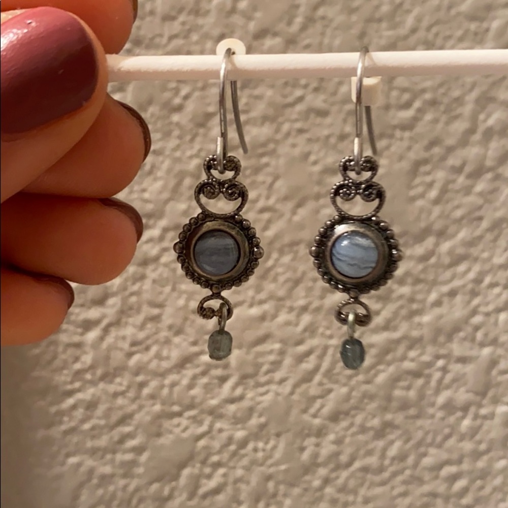 LUCKY BRAND blue stone dangle earrings